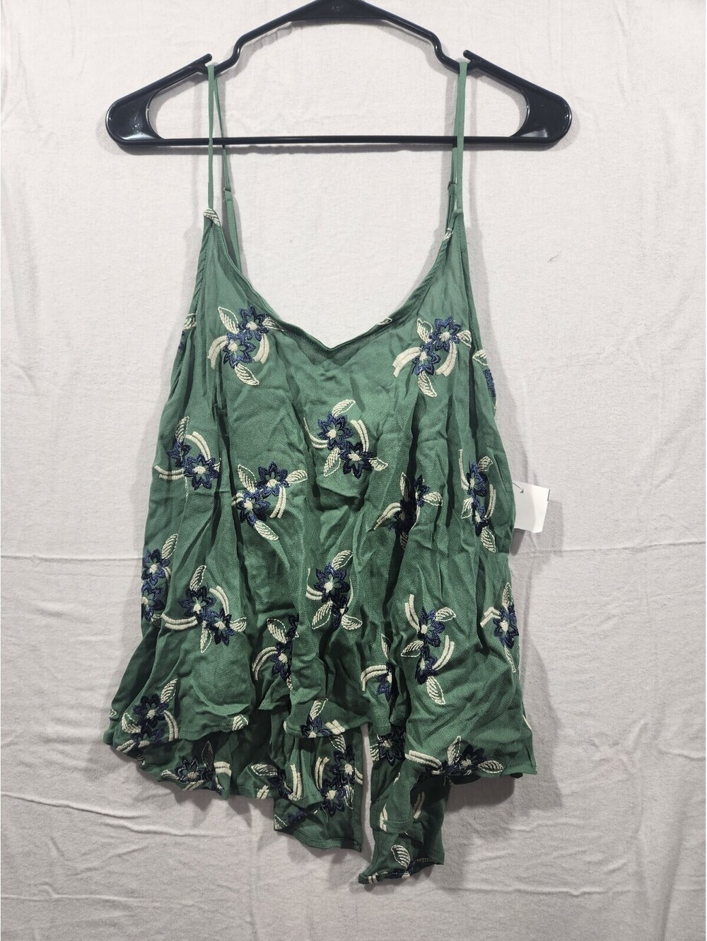 Lumière Floral Embroidered Fly Away Open Back Tank Top.